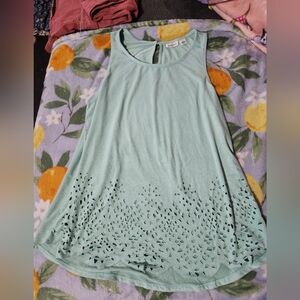 Cato Mint Green Sleeveless Tank with Cut-Out Design Size S